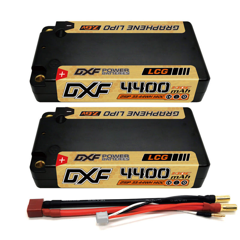 (JP)DXF 2S Shorty Lipo Battery 7.6V 140C 4400mAh 5mm T Plug Hardcase For 1/10 Buggy Truggy Offroad Boat Car Truck RACING Helicopter