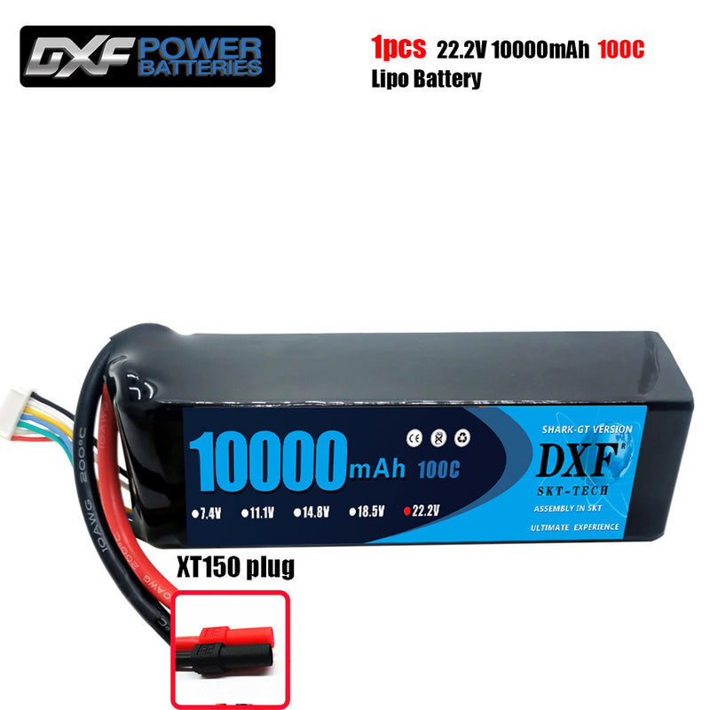 (PL)DXF 6S Lipo Battery 22.2V 100C10000mAh Soft Case Battery with XT150 Connector for Car Truck Tank RC Buggy Truggy Racing Hobby