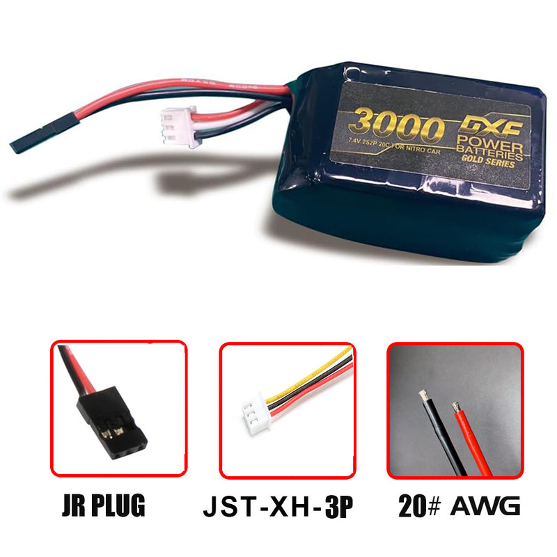 (PL)DXF 2S 3000mAh 7.4V 20C Batteria Lipo ad Alta Capacità Hardcase con nitrio lipo underSpina per 1:8 Scala RC Auto, Multi-Rotore RC Aeroplano, RC Elicottero, RC Barca