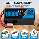 DXF LiPo Battery 6S HV 22.8V 16000mAh 100C Graphene Softcase Blue with EC5 / T / TRX / XT60 / XT90 / XT150 / Q8s Plug for RC 1/8 1/10 Buggy Truck Car Off-Road Drone