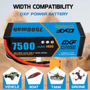 (CA)DXF Lipo Battery 4S 14.8V 7500mAh 100C/200C HardCase Lipo Battery for RC HPI HSP 1/8 1/10 Buggy RC Car Truck