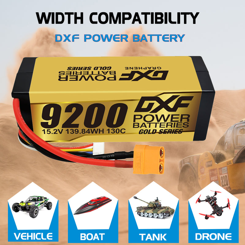 (IT)DXF High Voltage 4S 9200 mAh 15,2 V 130C Batteria Lipo ad Alta Capacità Hardcase con XT90 Spina per 1:8 Scala RC Auto, Multi-Rotore RC Aeroplano, RC Elicottero, RC Barca