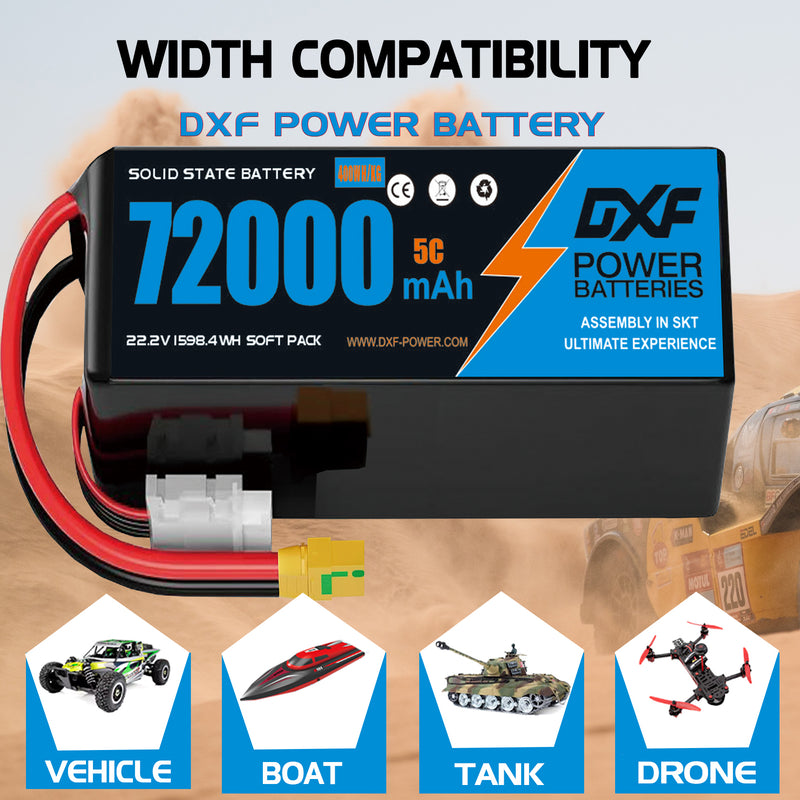(CN)DXF 6S Lipo Battery 22.2V 5C 72000mAh Soft Case Battery  for Drone UAV FPV Car Truck Tank RC Buggy Truggy Racing Hobby