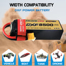 DXF LiPo Battery 4S 14.8V 8500mAh 150C Graphene Softcase with EC5 / T / TRX / XT60 / XT90 / XT150 / Q8s Plug for RC 1/8 1/10 Buggy Truck Car Off-Road Drone