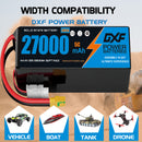DXF SEMI-SOLID 12S 44.4V 27000mAh 10C Soft Case LiPo Battery with 8AWG Wire for Toy Cars, Boats, UAVs & Drones (1-6 Pack)