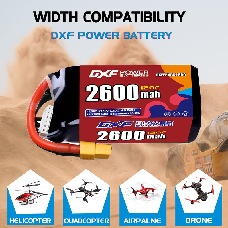 DXF 2600mAh 5S 120C 18.5V Lipo Battery Pack for FPV LiPo Battery