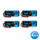 DXF BLUE Series 3S 11.1V 7200mAh 100C Graphene Hardcase LiPo Battery with Deans/T-Plug & 10AWG Wire (1-6 Pack)