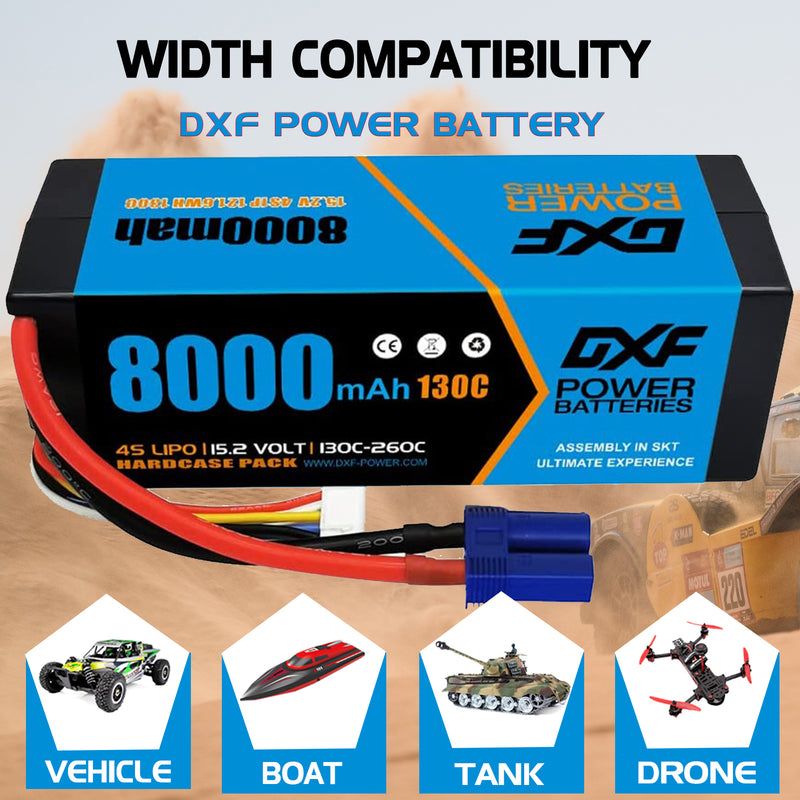 (IT)DXF Lipo Battery 4S 15.2V 8000mAh 130C/260C HardCase Lipo Battery for RC HPI HSP 1/8 1/10 Buggy RC Car Truck