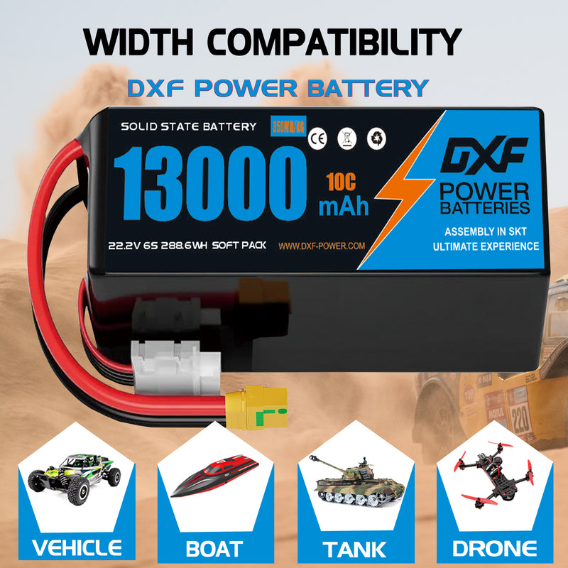 (CN)DXF 6S Lipo Battery 22.2V 10C 13000mAh Soft Case Battery  for Drone UAV FPV Car Truck Tank RC Buggy Truggy Racing Hobby Semi solidstate Battery