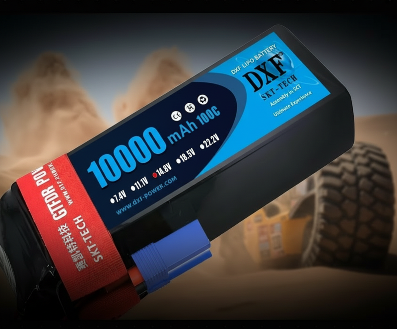 DXF 4S LiPo Battery 14.8V 10000mAh 100C with Deans/XT90/EC5 for RC 1/8 1/10 Car Truck Tank