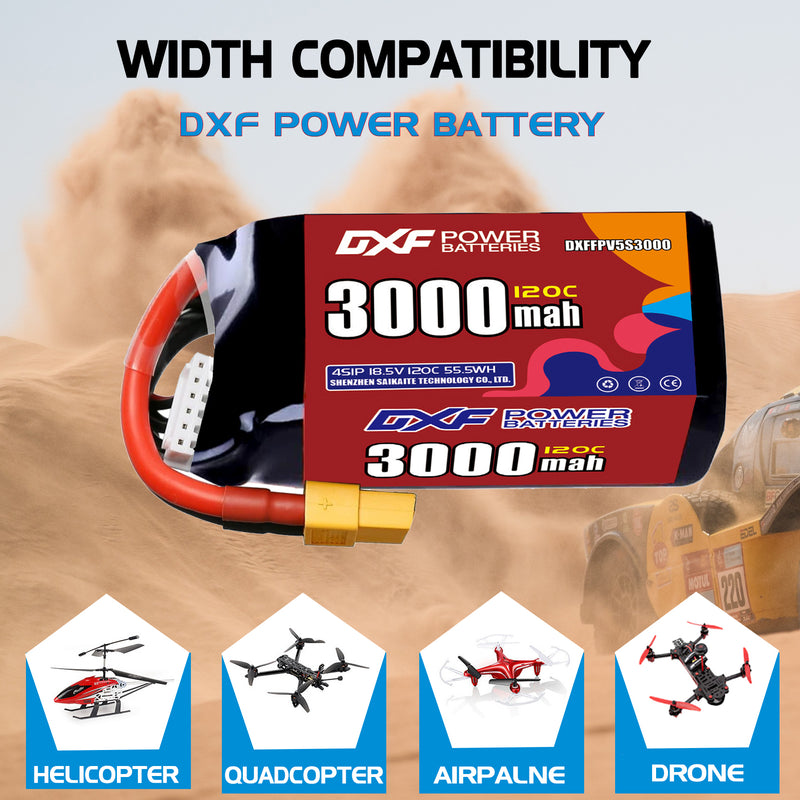 DXF 3000mAh 5S 120C 18.5V Lipo Battery Pack for FPV LiPo Battery