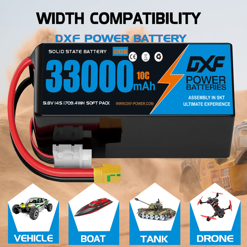 (CN)DXF 14S Lipo Battery 51.8V 10C 33000mAh Soft Case Battery  for Drone UAV FPV Car Truck Tank RC Semi solidstate Battery Racing Hobby