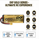 DXF LiPo Battery 4S HV 15.2V 10000mAh 150C Graphene Hardcase Gold with EC5 / T / TRX / XT60 / XT90 / XT150 / Q8s Plug for RC 1/8 1/10 Buggy Truck Car Off-Road Drone