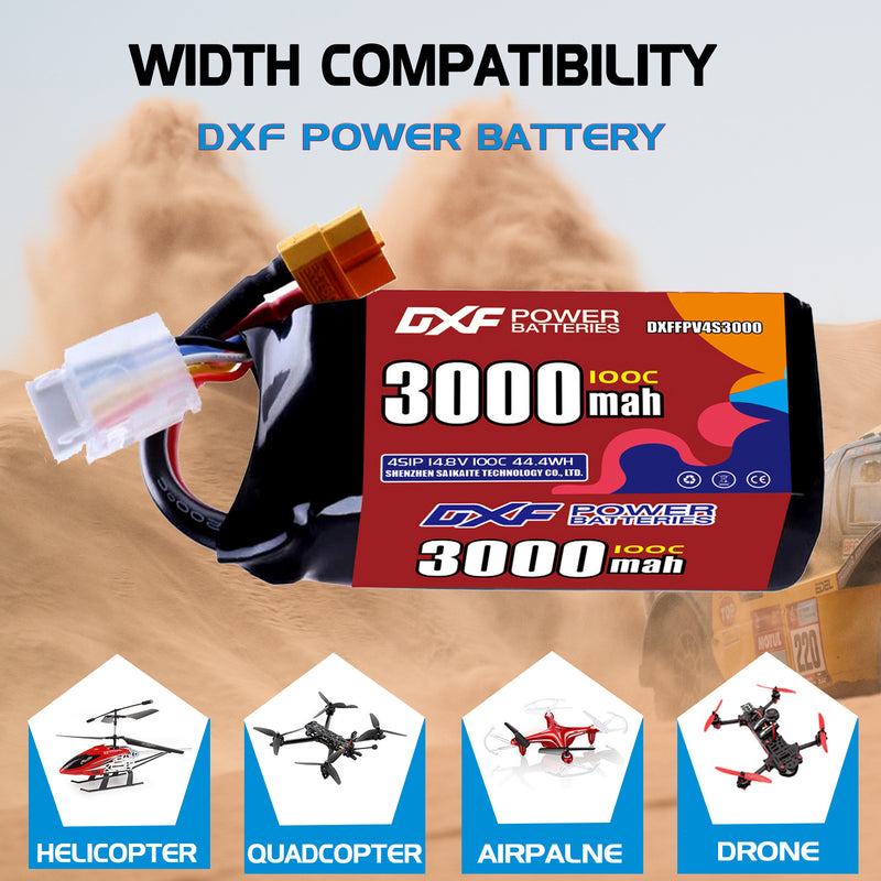 DXF 3000mAh 4S 100C 14.8V Lipo Battery Pack for FPV LiPo Battery
