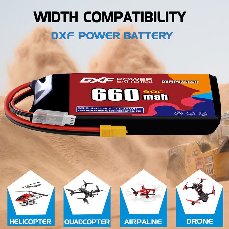 DXF 660mAh 3S 90C 11.4V Lipo Battery Pack for FPV LiPo Battery