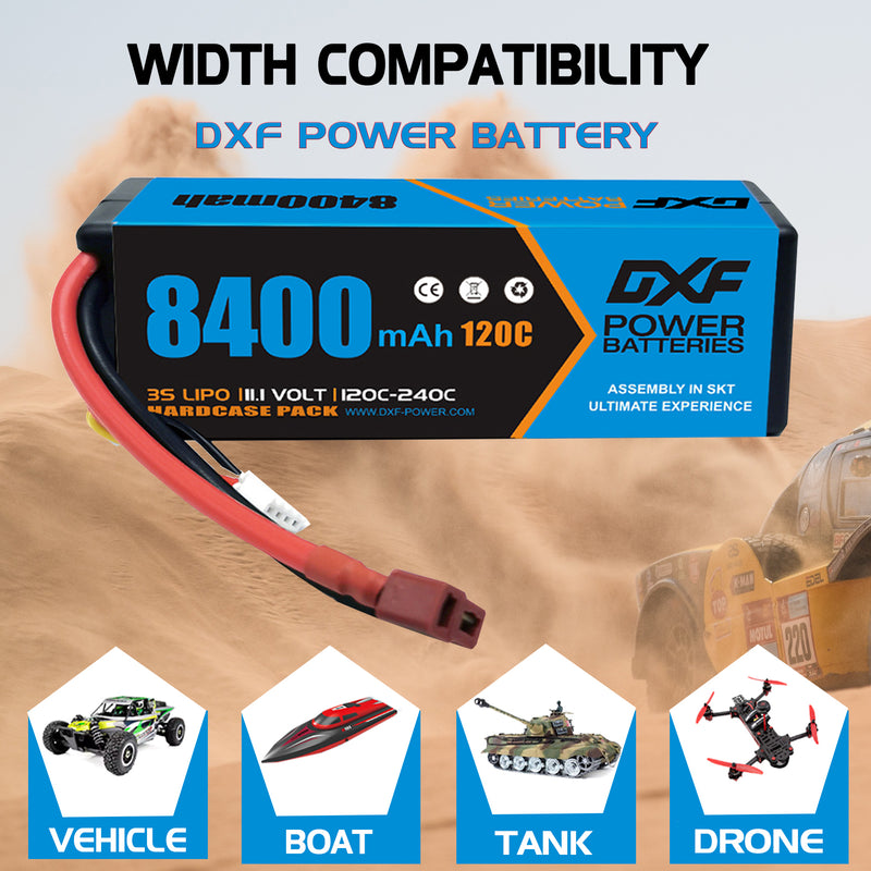 (CA)DXF Lipo Battery 3S 11.1V 8400mAh 120C/240C HardCase Deans/T Plug Lipo Battery for RC HPI HSP 1/8 1/10 Buggy RC Car Truck