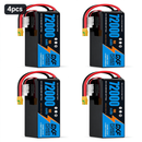 DXF 6S 23.1V 72000mAh 15C Soft Case LiPo Battery with 8AWG Wire for Toy Cars, Boats, UAVs & Drones (1-6 Pack)