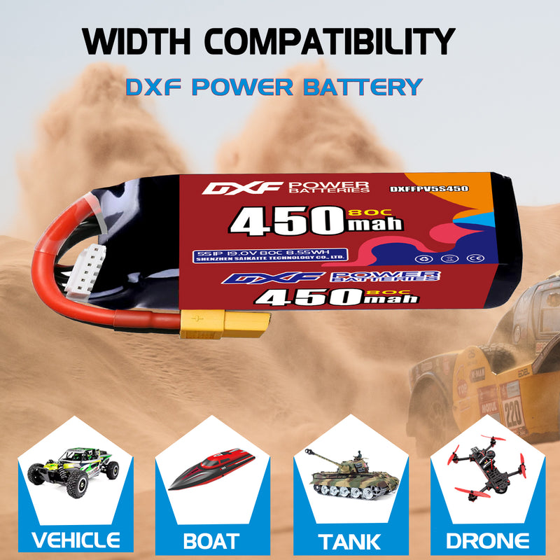 DXF 520mAh 5S 80C 19.0V Lipo Battery Pack for FPV LiPo Battery