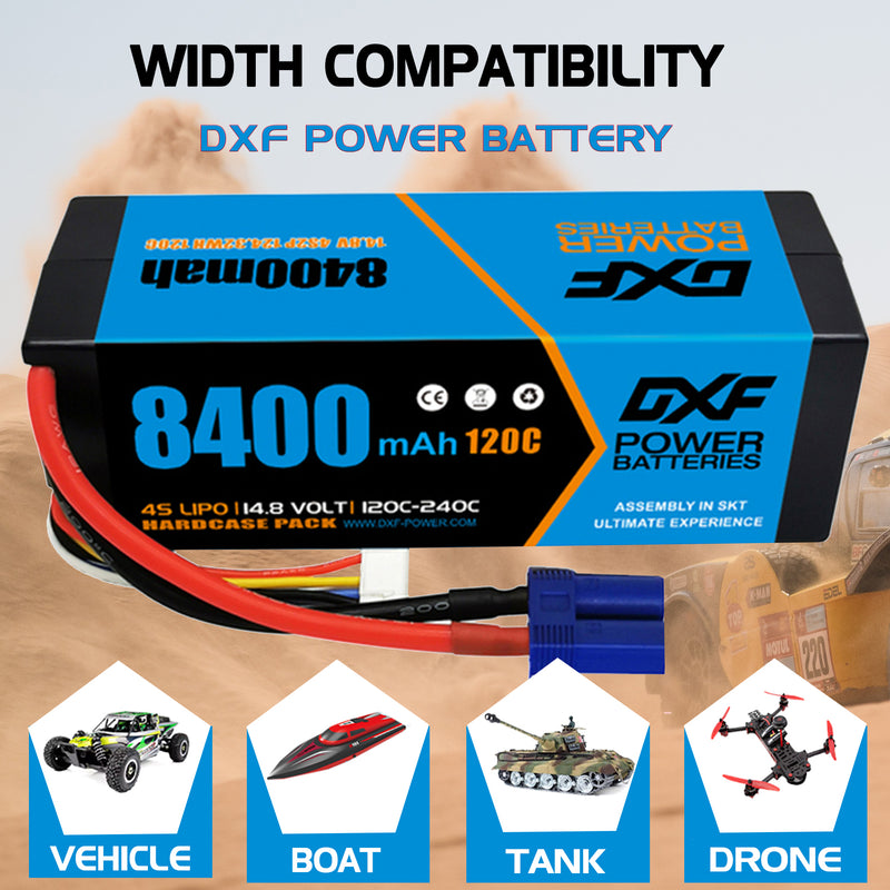 (IT)DXF Lipo Battery 4S 14.8V 8400mAh 120C/240C HardCase Lipo Battery for RC HPI HSP 1/8 1/10 Buggy RC Car Truck