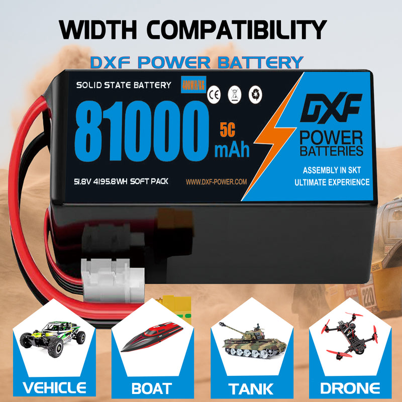 (CN)DXF 14S Lipo Battery 51.8V 5C 81000mAh Soft Case Battery  for Drone UAV FPV Car Truck Tank RC Buggy Truggy Racing Hobby