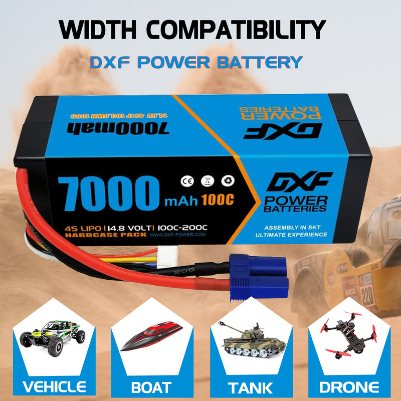 (PL)DXF Lipo Battery 4S 14.8V 7000mAh 100C/200C HardCase Lipo Battery for RC HPI HSP 1/8 1/10 Buggy RC Car Truck