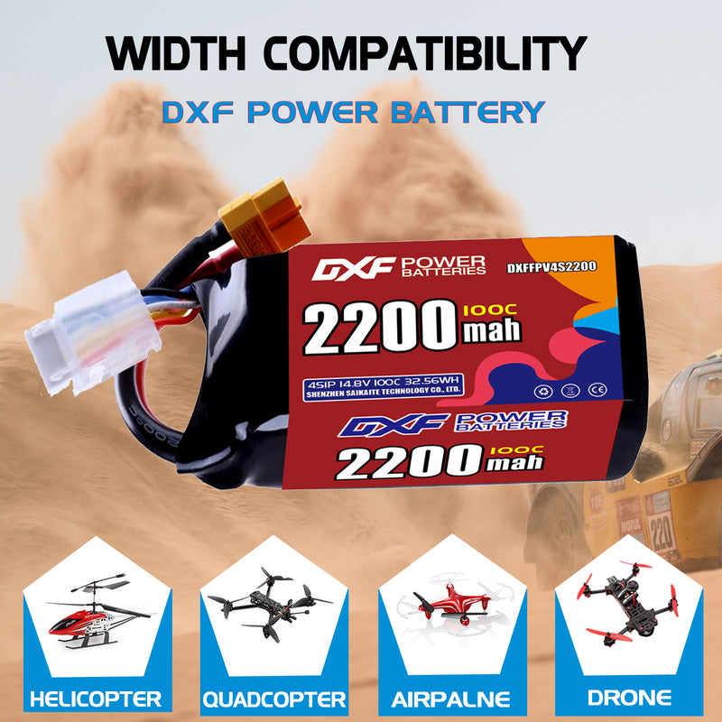 DXF 2200mAh 4S 100C 14.8V Lipo Battery Pack for FPV LiPo Battery