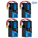 DXF SEMI-SOLID 12S 44.4V 12000mAh 15C Soft Case LiPo Battery with 8AWG Wire for Toy Cars, Boats, UAVs & Drones (1-6 Pack)
