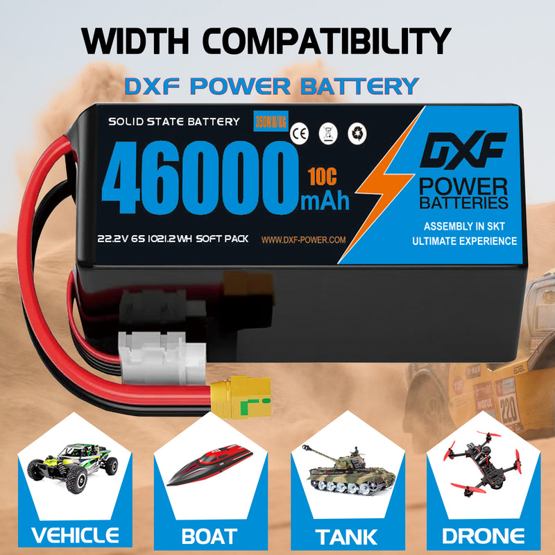 (CN)DXF 6S Lipo Battery 22.2V 10C 46000mAh Soft Case Battery  for Drone UAV FPV Car Truck Tank RC Buggy Truggy Racing Hobby