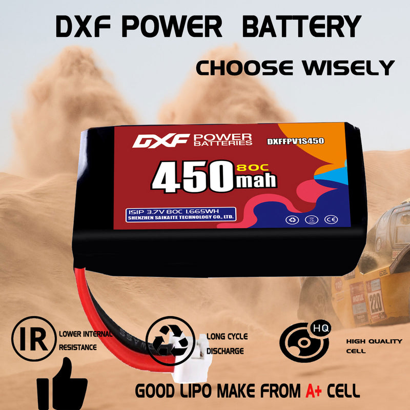 DXF 450mAh 1S 80C 3.7V Lipo Battery Pack for FPV LiPo Battery