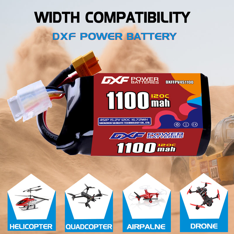 DXF 1100mAh 4S 120C 15.2V Lipo Battery Pack for FPV LiPo Battery