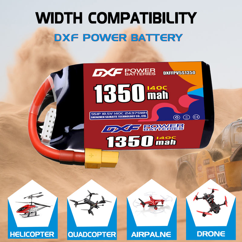 DXF 1350mAh 5S 140C 18.5V Lipo Battery Pack for FPV LiPo Battery
