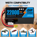 DXF LiPo Battery 6S 22.2V 22000mAh 100C Graphene Softcase Blue with EC5 / T / TRX / XT60 / XT90 / XT150 / Q8s Plug for RC 1/8 1/10 Buggy Truck Car Off-Road Drone