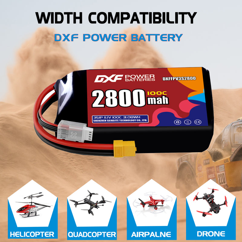 DXF 2800mAh 3S 100C 11.1V Lipo Battery Pack for FPV LiPo Battery