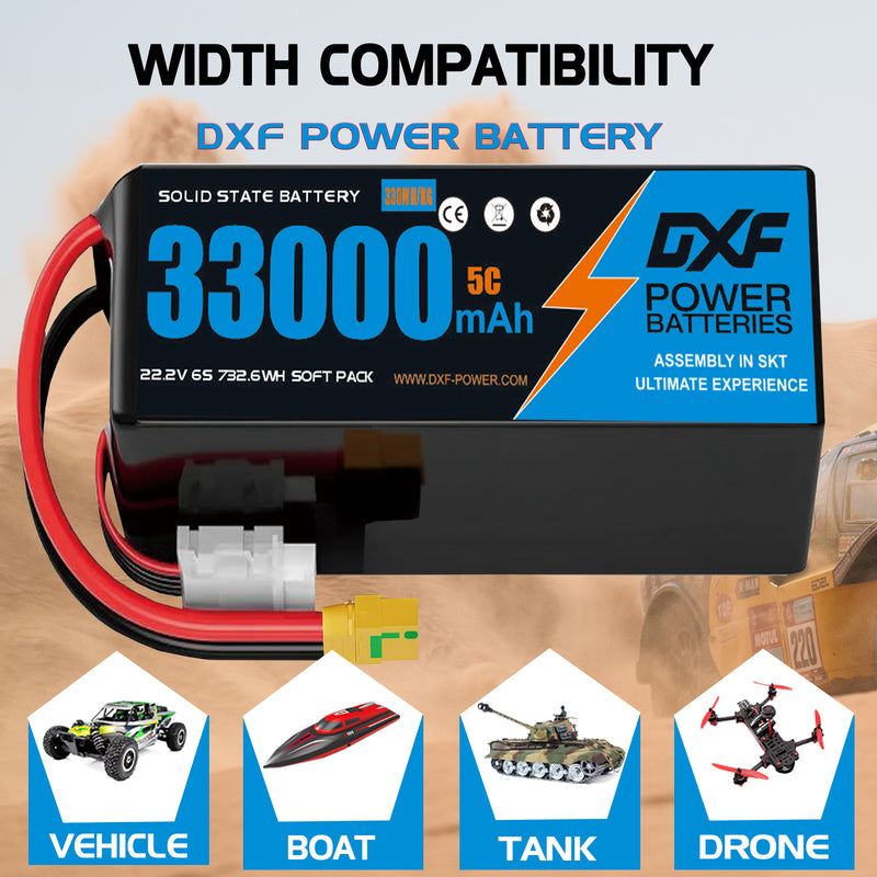 (CN)DXF 6S Lipo Battery 22.2V 10C 33000mAh Soft Case Battery  for Drone UAV FPV Car Truck Tank RC Buggy Truggy Racing Hobby