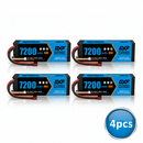 DXF BLUE Series 3S 11.1V 7200mAh 80C Hardcase LiPo Battery with Deans/T-Plug & 10AWG Wire (1-6 Pack)