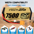 DXF LiPo Battery 4S 14.8V 7500mAh 140C Graphene Softcase with EC5 / T / TRX / XT60 / XT90 / XT150 / Q8s Plug for RC 1/8 1/10 Buggy Truck Car Off-Road Drone