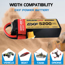 DXF Lipo Battery 4S 14.8V 5200mAh 100C Graphene Softcase with EC5 / T / TRX / XT60 / XT90 / XT150 / Q8s Plug for RC 1/8 1/10 Buggy Truck Car Off-Road Drone
