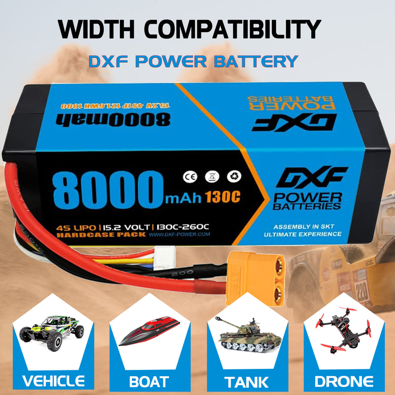 (IT)DXF Lipo Battery 4S 15.2V 8000mAh 130C/260C HardCase Lipo Battery for RC HPI HSP 1/8 1/10 Buggy RC Car Truck