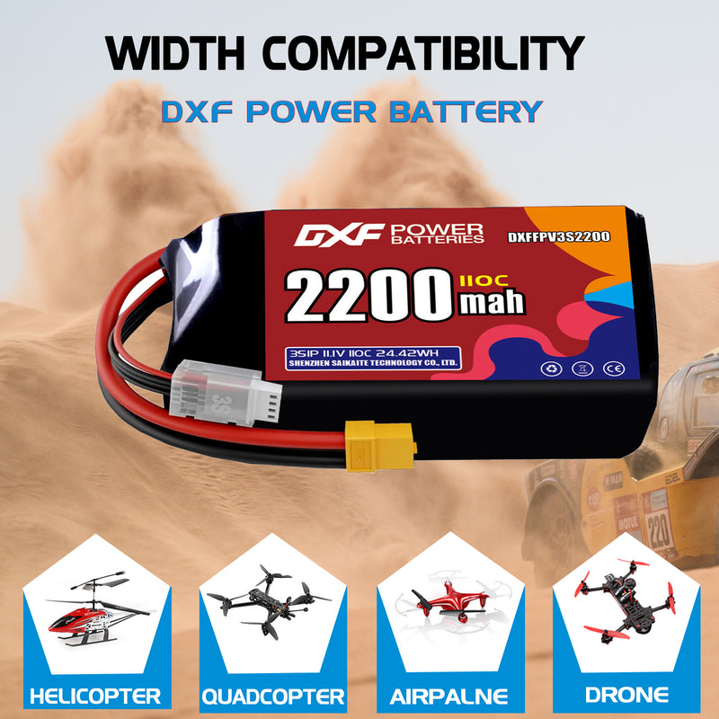 DXF 2200mAh 3S 110C 11.1V Lipo Battery Pack for FPV LiPo Battery