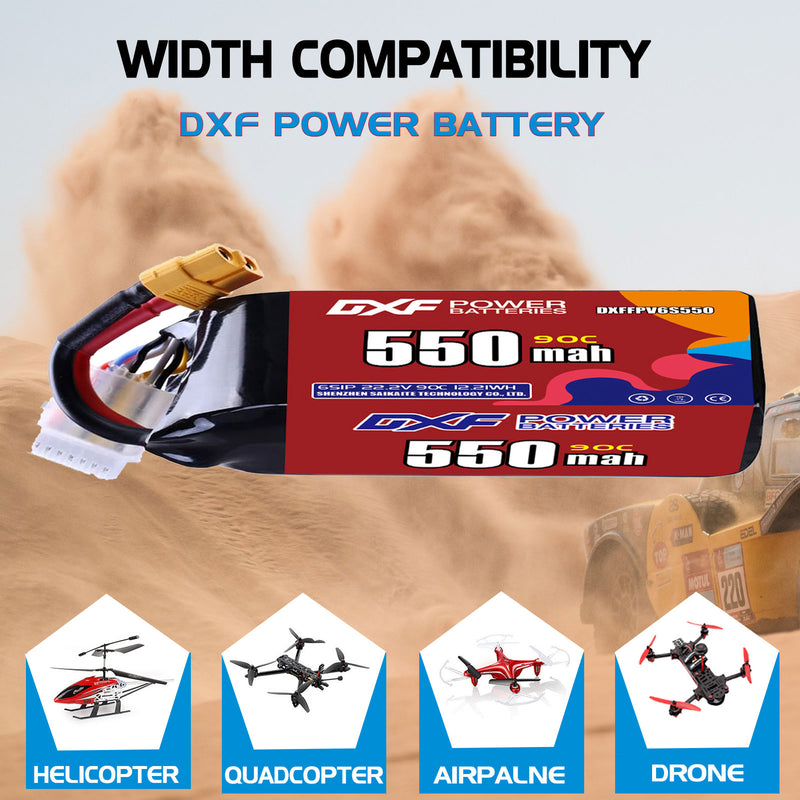 DXF 550mAh 6S 90C 22.2V Lipo Battery Pack for FPV LiPo Battery