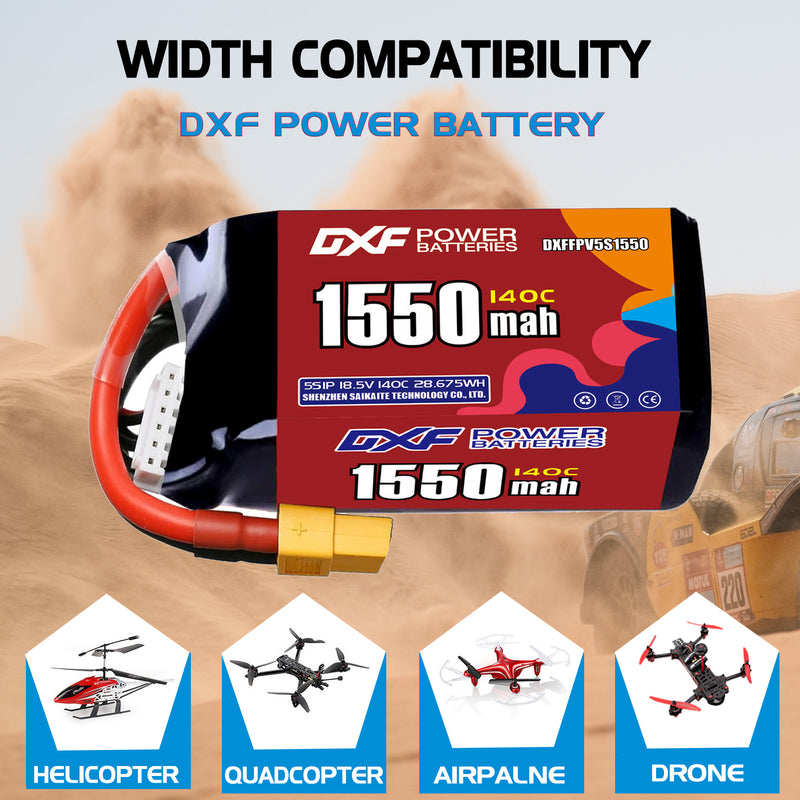 DXF 1400mAh 5S 150C 18.5V Lipo Battery Pack for FPV LiPo Battery