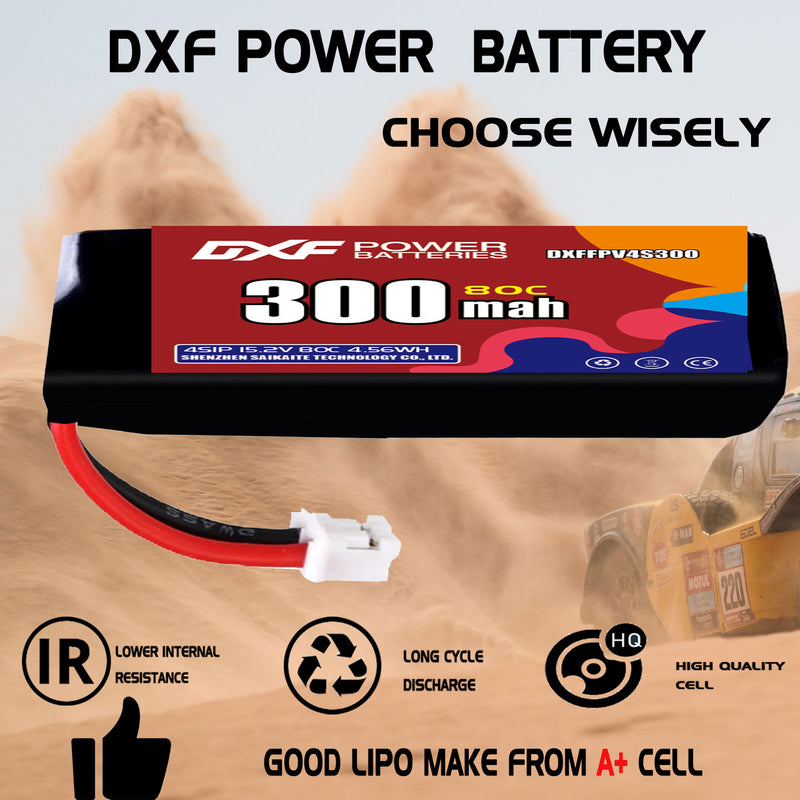 DXF 300mAh 4S 80C 15.2V Lipo Battery Pack for FPV LiPo Battery