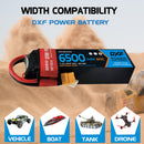 DXF Lipo Battery 2S 7.4V 6500mAh 80C Graphene Softcase with EC5 / T / TRX / XT60 / XT90 / XT150 / Q8s Plug for RC 1/8 1/10 Buggy Truck Car Off-Road Drone