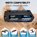 DXF LiPo Battery 2S2P HV 7.6V 7000mAh 150C Graphene Gray with 5mm Bullet / EC5 / T / TRX / XT60 / XT90 / XT150 / Q8s Plug for RC 1/10 1/8 1/5 Scale Car Racing