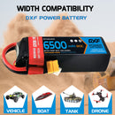 DXF Lipo Battery 5S 18.5V 6500mAh 80C Graphene Softcase with EC5 / T / TRX / XT60 / XT90 / XT150 / Q8s Plug for RC 1/8 1/10 Buggy Truck Car Off-Road Drone
