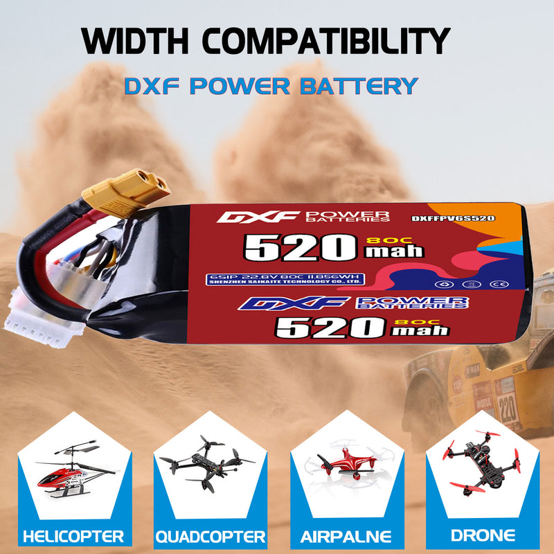 DXF 520mAh 6S 80C 22.8V Lipo Battery Pack for FPV LiPo Battery