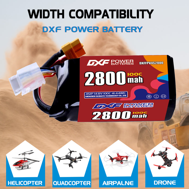 DXF 2800mAh 4S 100C 14.8V Lipo Battery Pack for FPV LiPo Battery