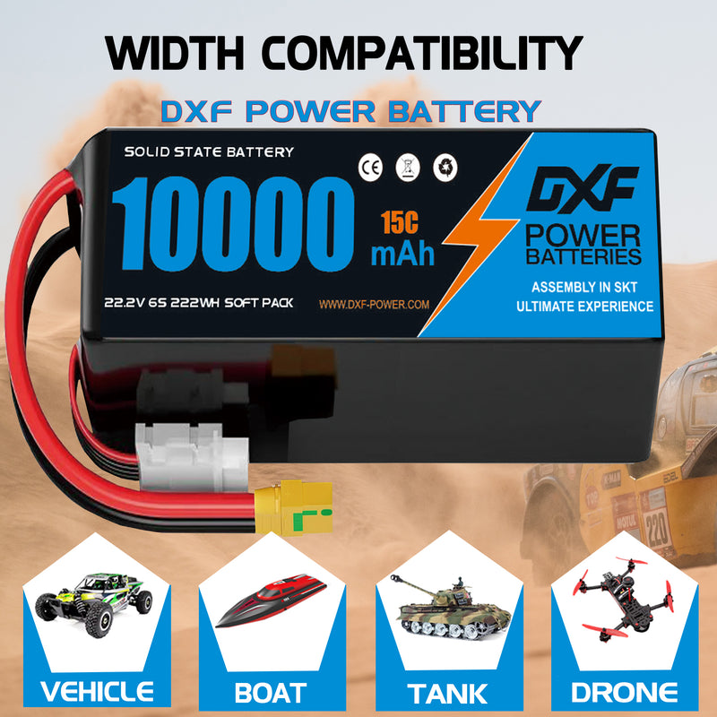 (CN)DXF 12S Lipo Battery 44.4V 10C 10000mAh Soft Case Battery  for Drone UAV FPV Car Truck Tank RC Semi solidstate Battery Racing Hobby