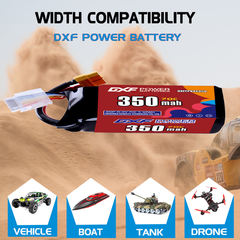 DXF 350mAh 4S 70C 15.2V Lipo Battery Pack for FPV LiPo Battery