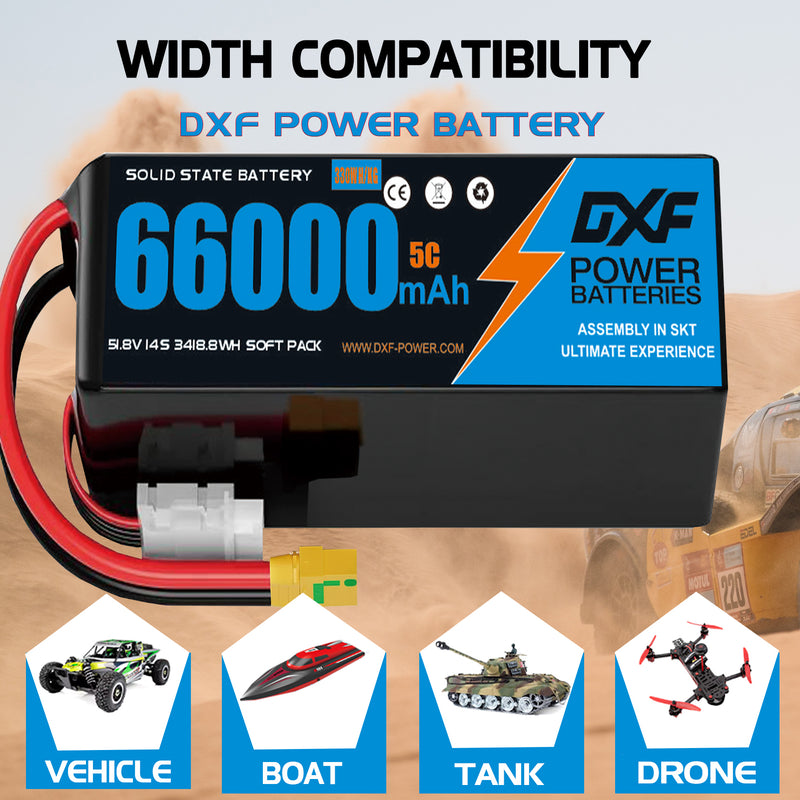 (CN)DXF 14S Lipo Battery 51.8V 10C 60000mAh Soft Case Battery  for Drone UAV FPV Car Truck Tank RC Semi solidstate Battery Racing Hobby
